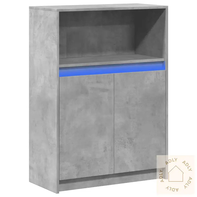 Skjenk Med Led Betonggrå 72X34X100 Cm Konstruert Tre