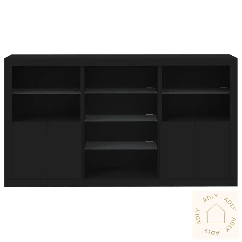 Skjenk Med Led-Lys Svart 181,5X37X100 Cm