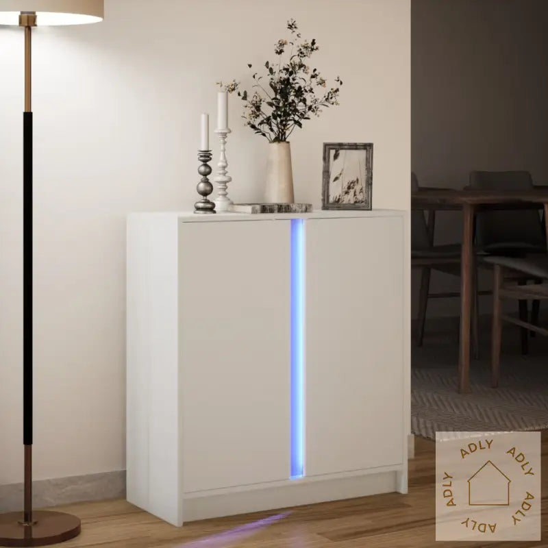 Skjenk Med Led Hvit 77X34X85 Cm Konstruert Tre