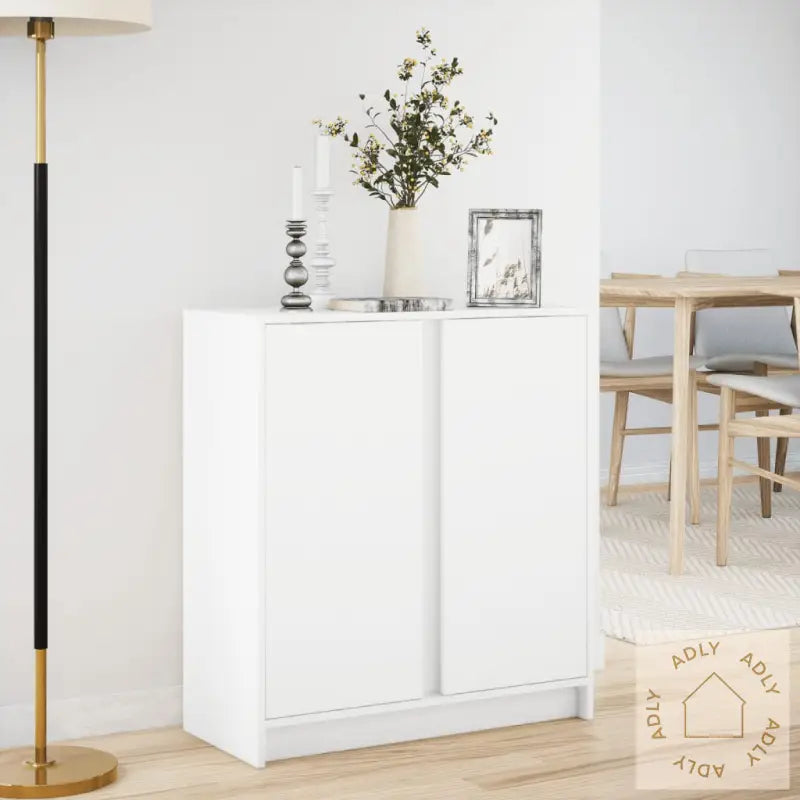 Skjenk Med Led Hvit 77X34X85 Cm Konstruert Tre