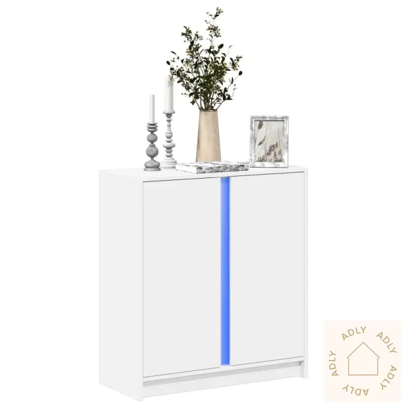 Skjenk Med Led Hvit 77X34X85 Cm Konstruert Tre