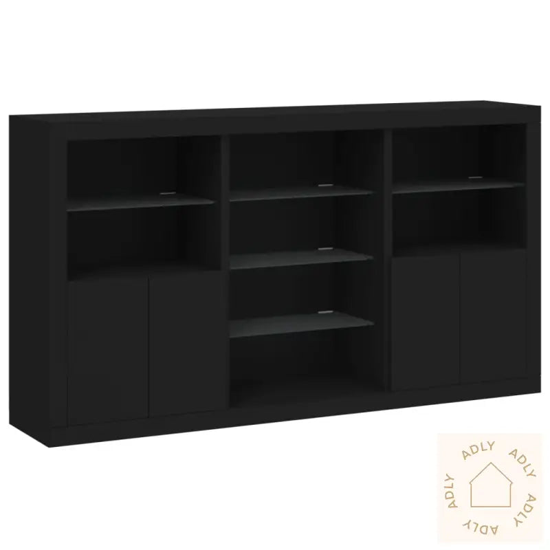 Skjenk Med Led-Lys Svart 181,5X37X100 Cm
