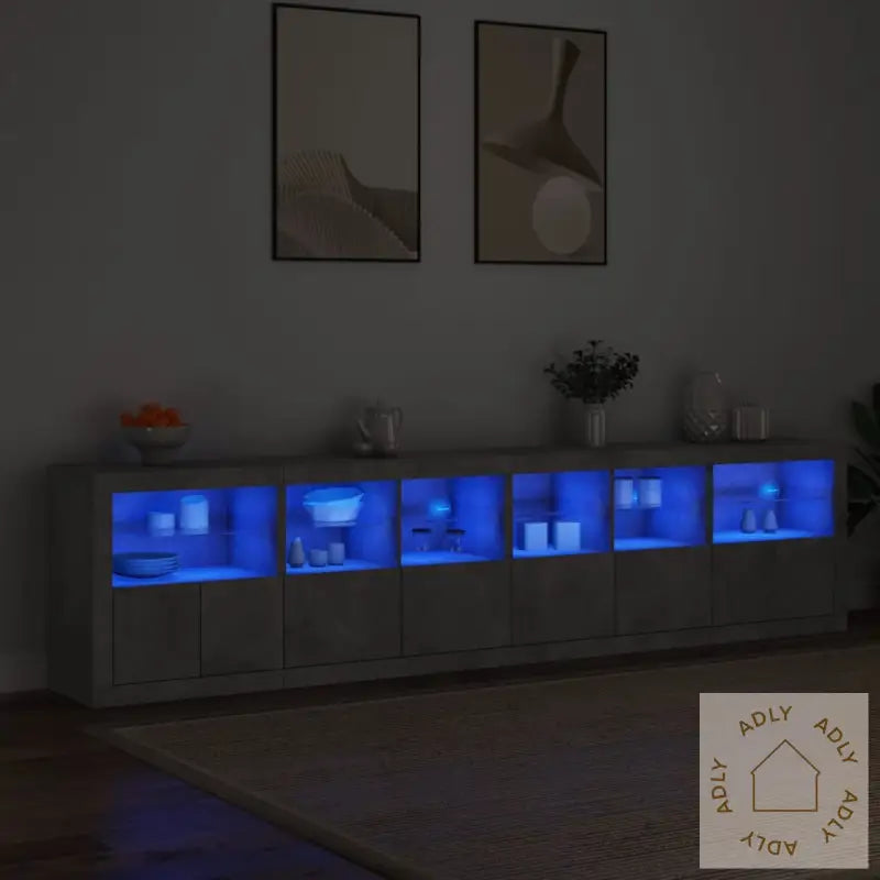 Skjenk Med Led-Lys Betonggrå 283X37X67 Cm