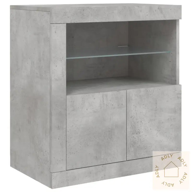 Skjenk Med Led-Lys Betonggrå 283X37X67 Cm