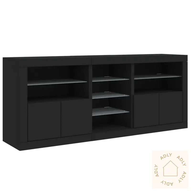 Skjenk Med Led-Lys Svart 181,5X37X67 Cm