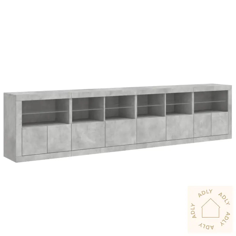 Skjenk Med Led-Lys Betonggrå 283X37X67 Cm