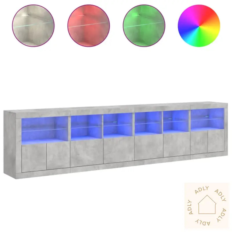 Skjenk Med Led-Lys Betonggrå 283X37X67 Cm