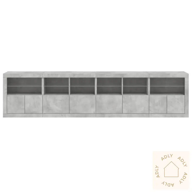 Skjenk Med Led-Lys Betonggrå 283X37X67 Cm