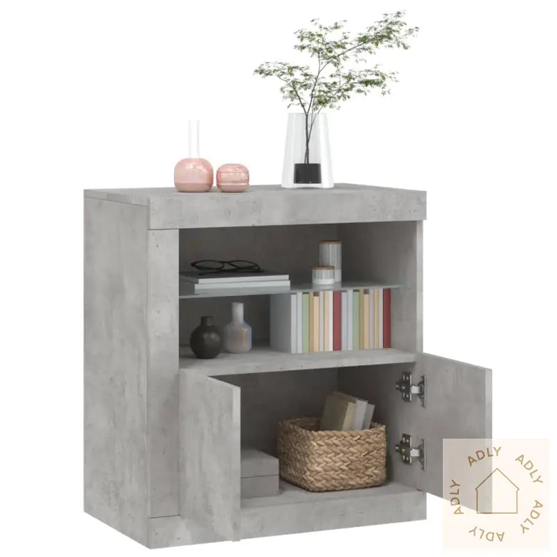 Skjenk Med Led-Lys Betonggrå 60,5X37X67 Cm