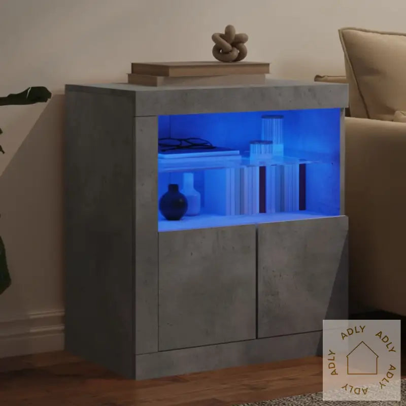Skjenk Med Led-Lys Betonggrå 60,5X37X67 Cm