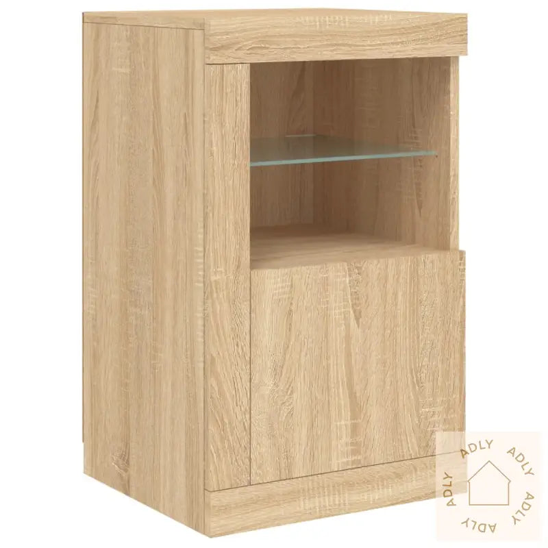 Skjenk Med Led-Lys Sonoma Eik 123X37X67 Cm