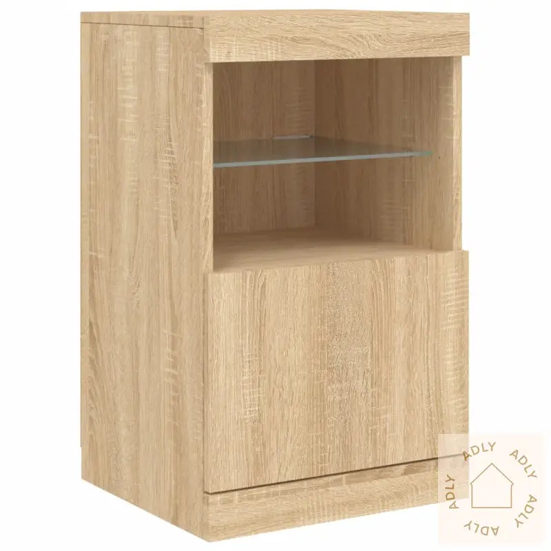 Skjenk Med Led-Lys Sonoma Eik 123X37X67 Cm