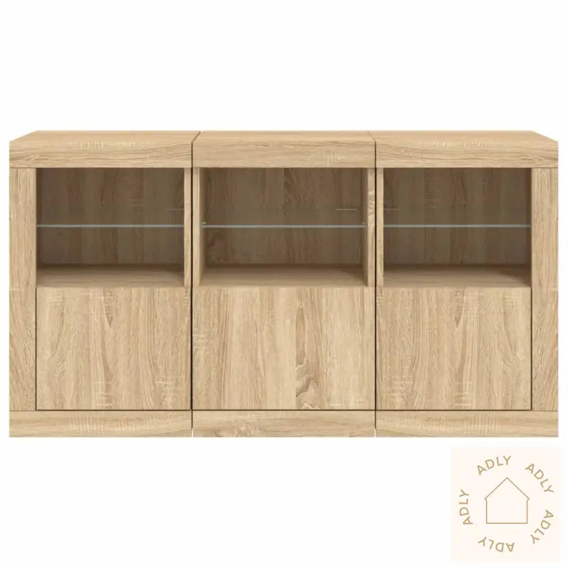 Skjenk Med Led-Lys Sonoma Eik 123X37X67 Cm