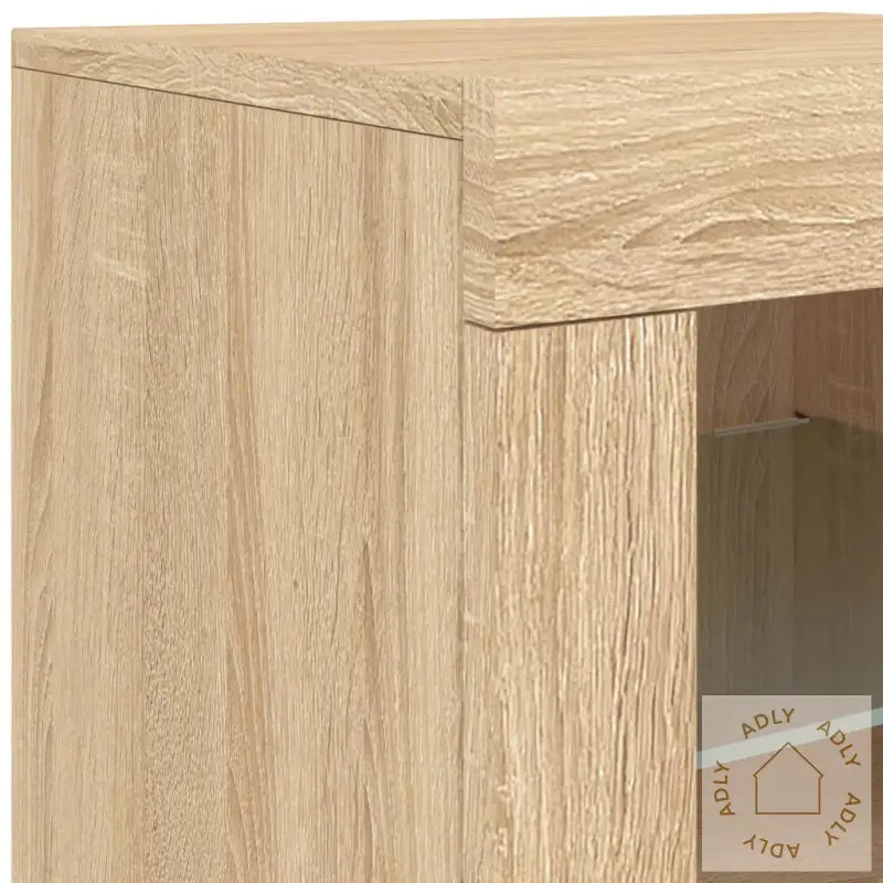 Skjenk Med Led-Lys Sonoma Eik 123X37X67 Cm
