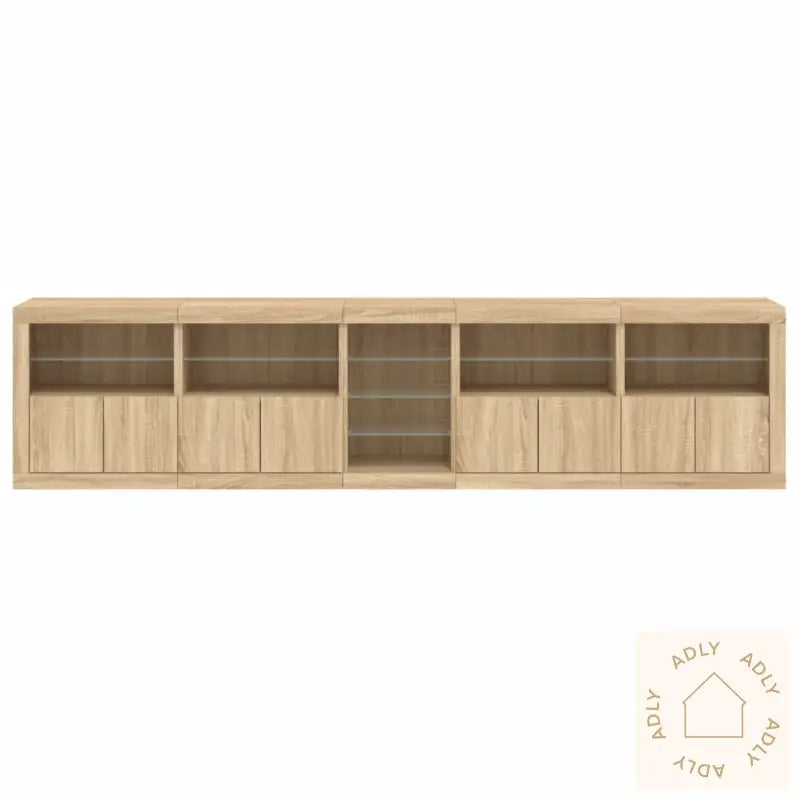 Skjenk Med Led-Lys Sonoma Eik 283X37X67 Cm