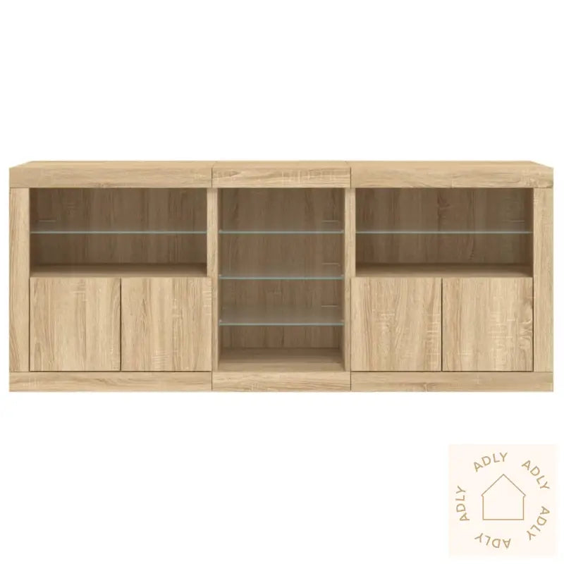 Skjenk Med Led-Lys Sonoma Eik 162X37X67 Cm