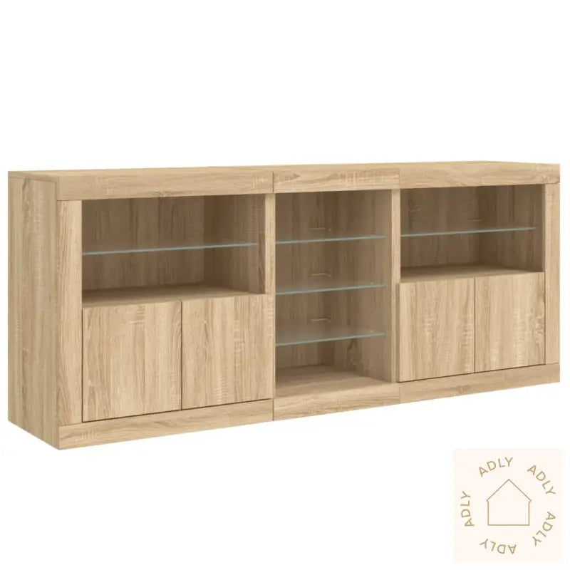 Skjenk Med Led-Lys Sonoma Eik 162X37X67 Cm