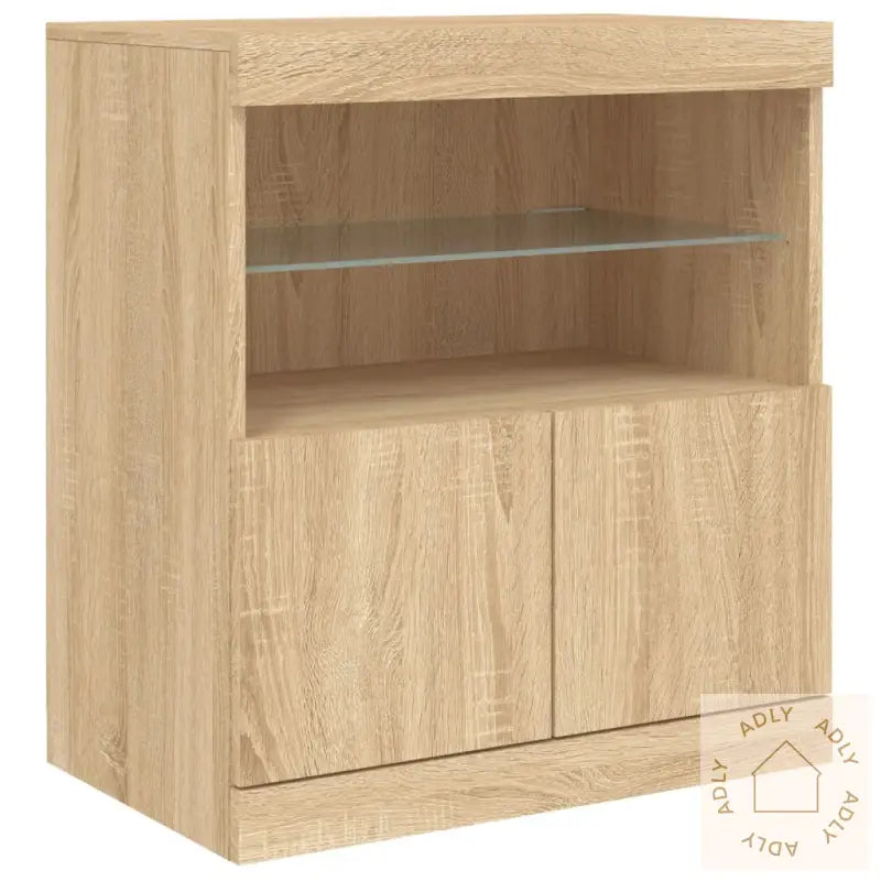 Skjenk Med Led-Lys Sonoma Eik 60X37X67 Cm