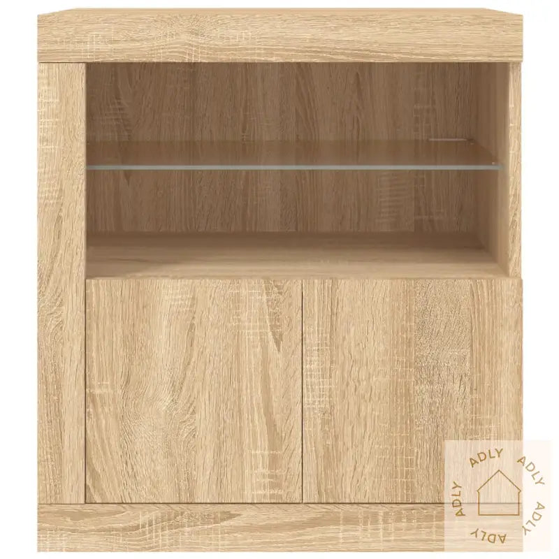 Skjenk Med Led-Lys Sonoma Eik 60,5X37X67 Cm