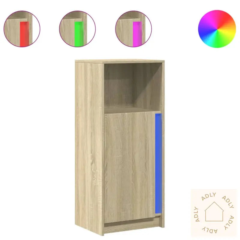Skjenk Med Led Sonoma Eik 42,5X34X100 Cm Konstruert Tre