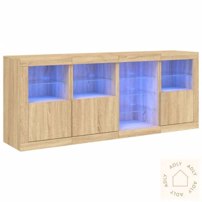 Skjenk Med Led-Lys Sonoma Eik 164X37X67 Cm