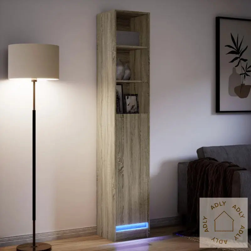 Skjenk Med Led Sonoma Eik 36X32,5X200 Cm Konstruert Tre