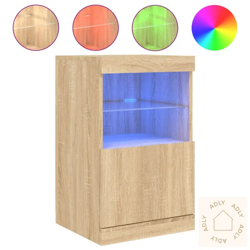 Skjenk Med Led-Lys Sonoma Eik 41X37X67 Cm
