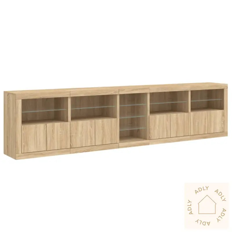 Skjenk Med Led-Lys Sonoma Eik 283X37X67 Cm