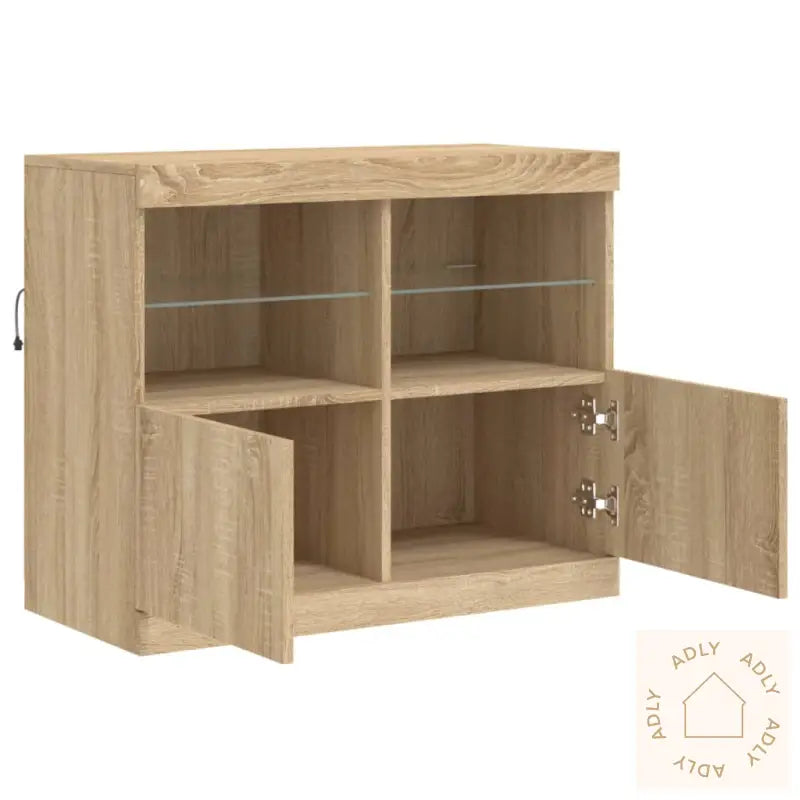 Skjenk Med Led-Lys Sonoma Eik 81X37X67 Cm