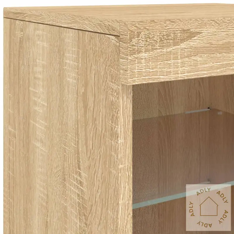 Skjenk Med Led-Lys Sonoma Eik 123X37X67 Cm