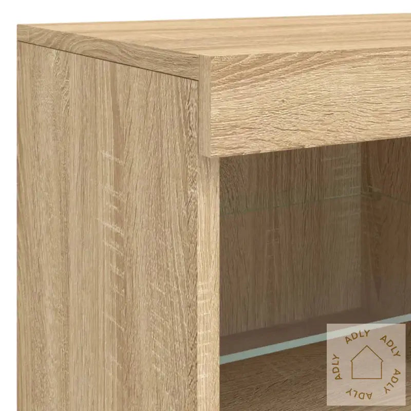 Skjenk Med Led-Lys Sonoma Eik 123X37X67 Cm