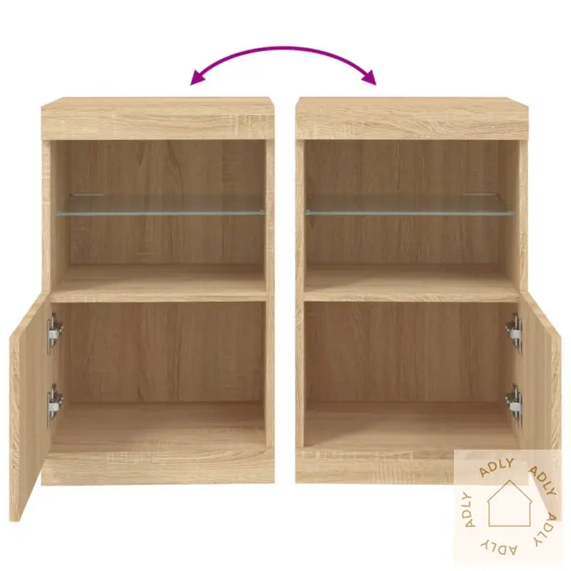 Skjenk Med Led-Lys Sonoma Eik 41X37X67 Cm