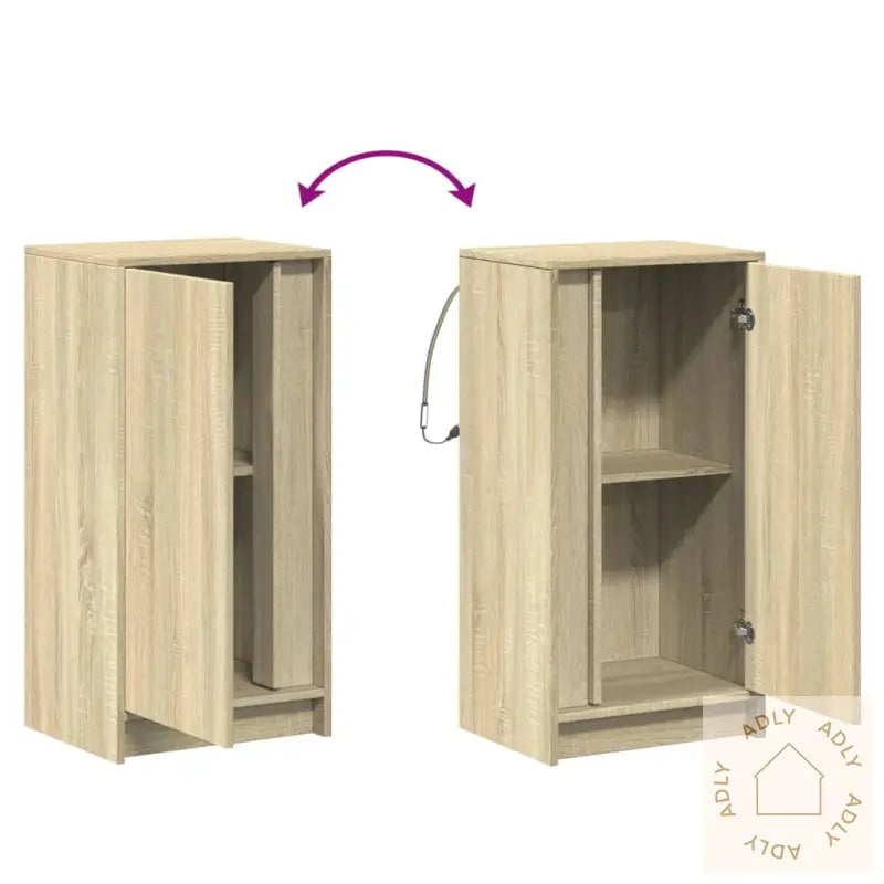 Skjenk Med Led Sonoma Eik 42,5X34X85 Cm Konstruert Tre