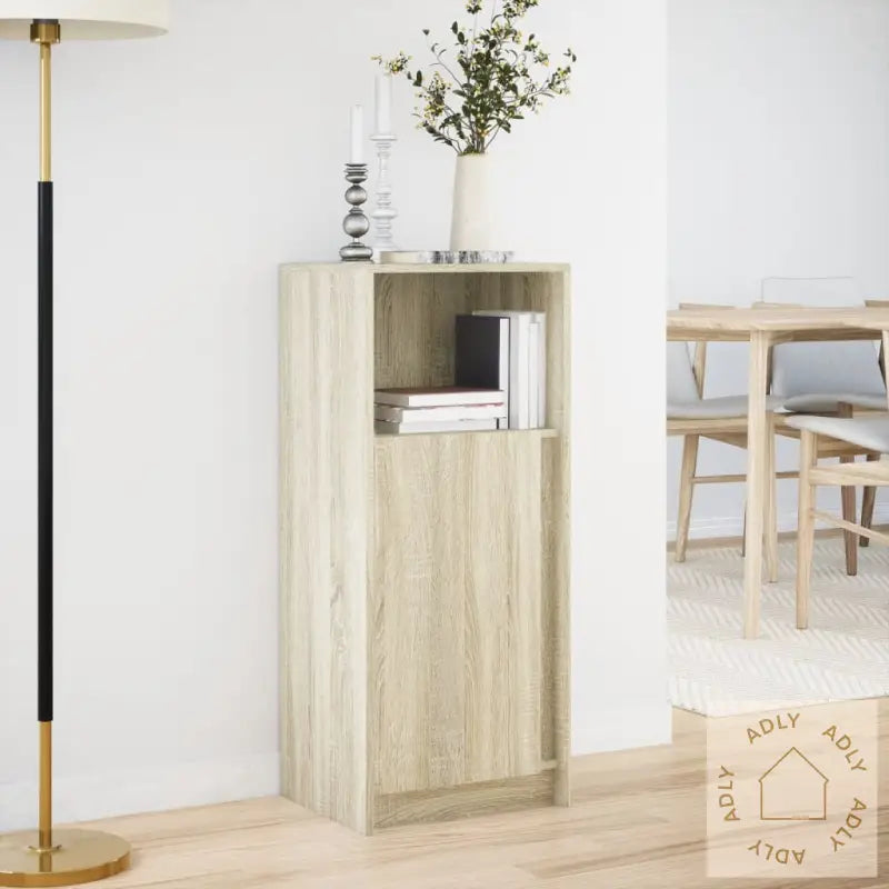 Skjenk Med Led Sonoma Eik 42,5X34X100 Cm Konstruert Tre