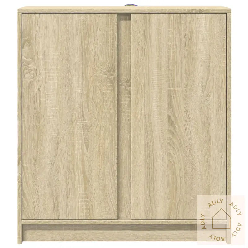 Skjenk Med Led Sonoma Eik 77X34X85 Cm Konstruert Tre