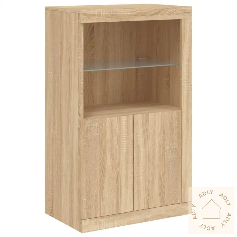 Skjenk Med Led-Lys Sonoma Eik 162X37X100 Cm