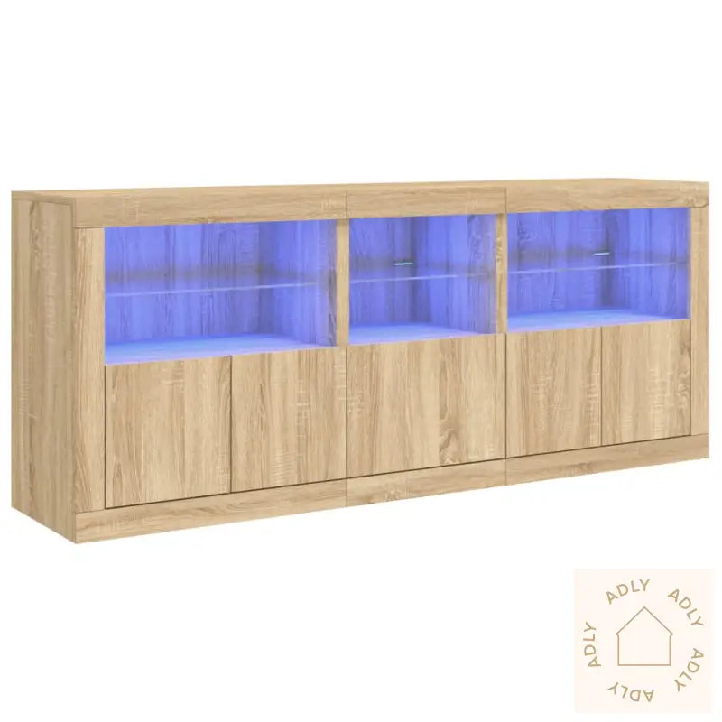 Skjenk Med Led-Lys Sonoma Eik 162X37X67 Cm