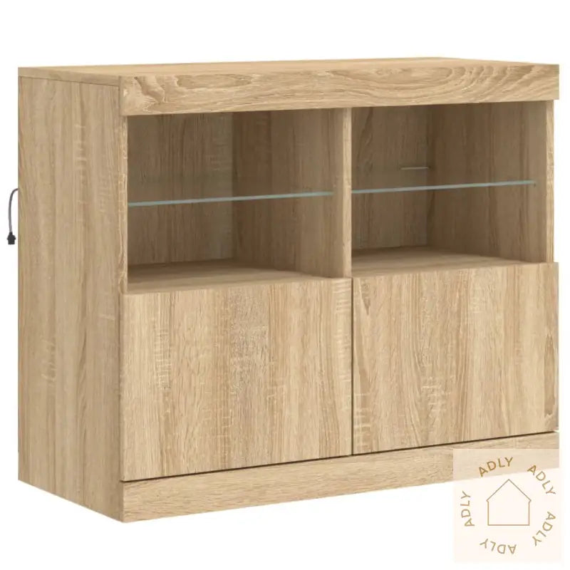 Skjenk Med Led-Lys Sonoma Eik 163X37X67 Cm