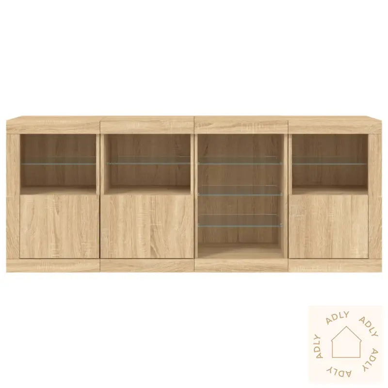 Skjenk Med Led-Lys Sonoma Eik 164X37X67 Cm