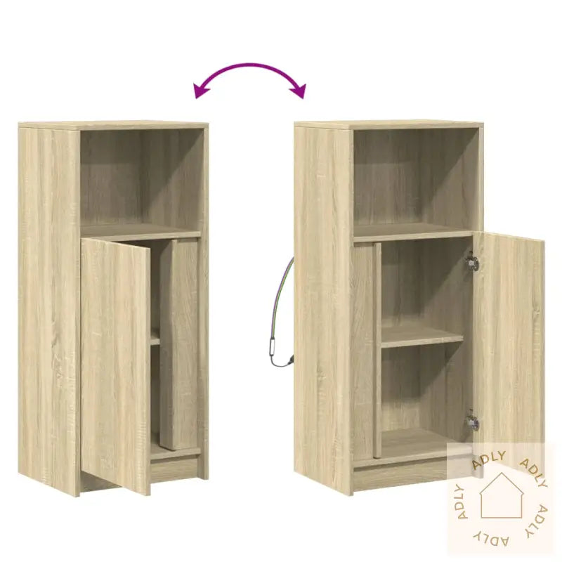 Skjenk Med Led Sonoma Eik 42,5X34X100 Cm Konstruert Tre