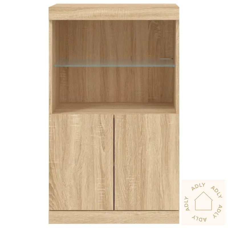 Skjenk Med Led-Lys Sonoma Eik 60,5X37X100 Cm