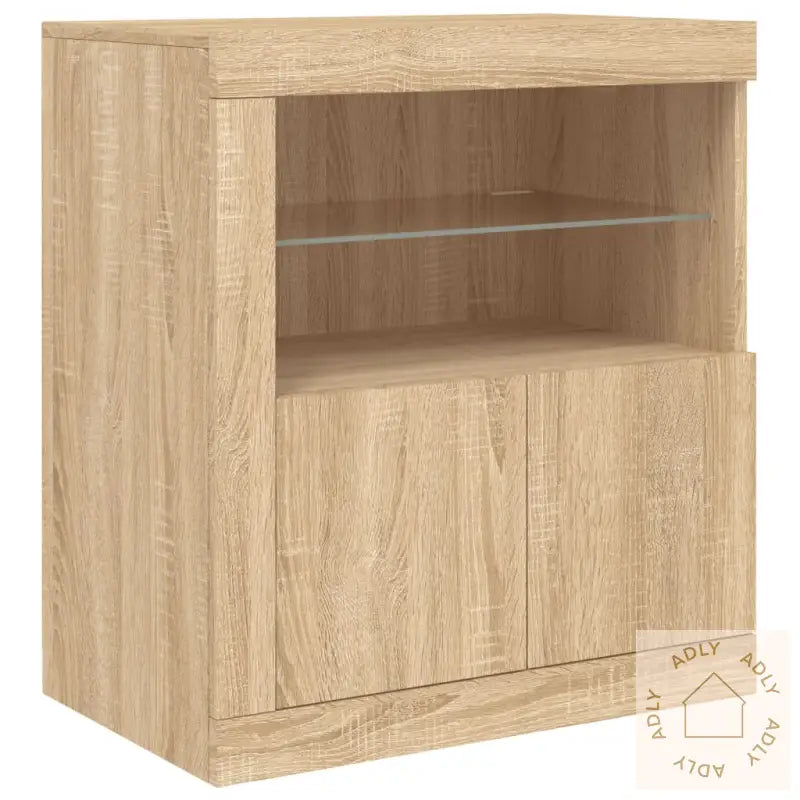 Skjenk Med Led-Lys Sonoma Eik 283X37X67 Cm