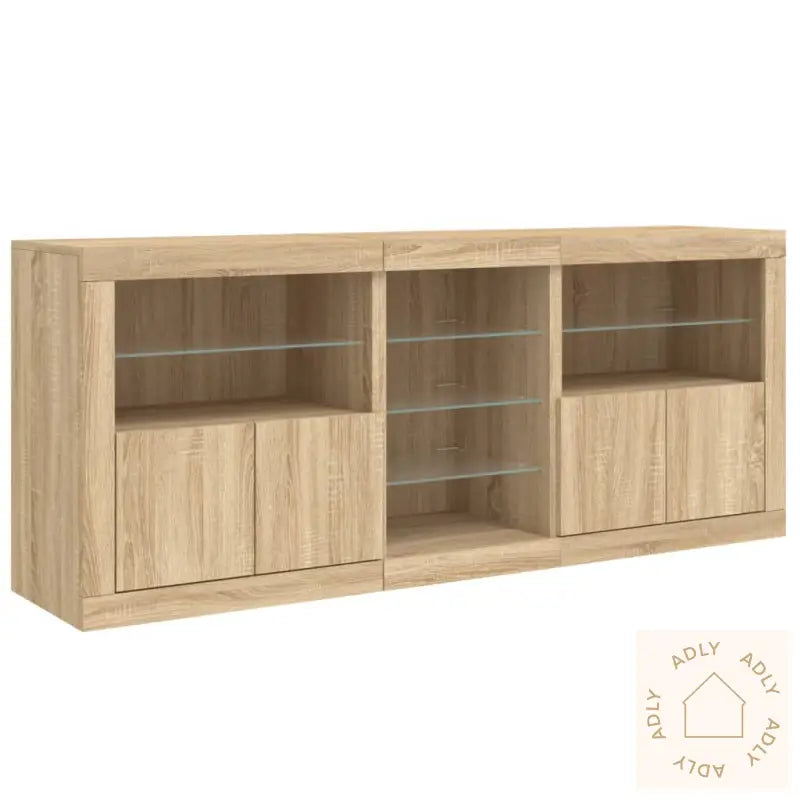 Skjenk Med Led-Lys Sonoma Eik 181,5X37X67 Cm