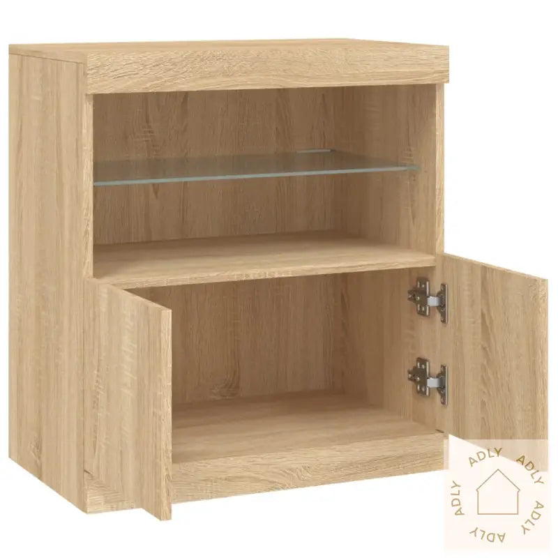 Skjenk Med Led-Lys Sonoma Eik 60X37X67 Cm