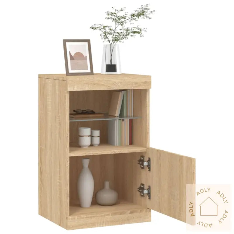 Skjenk Med Led-Lys Sonoma Eik 41X37X67 Cm