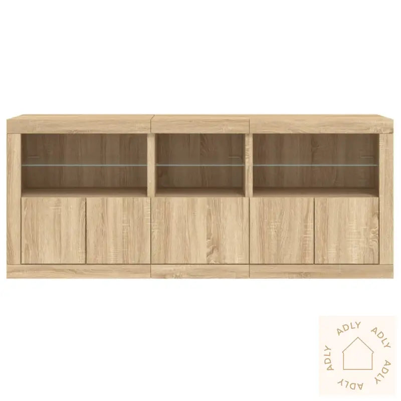 Skjenk Med Led-Lys Sonoma Eik 162X37X67 Cm