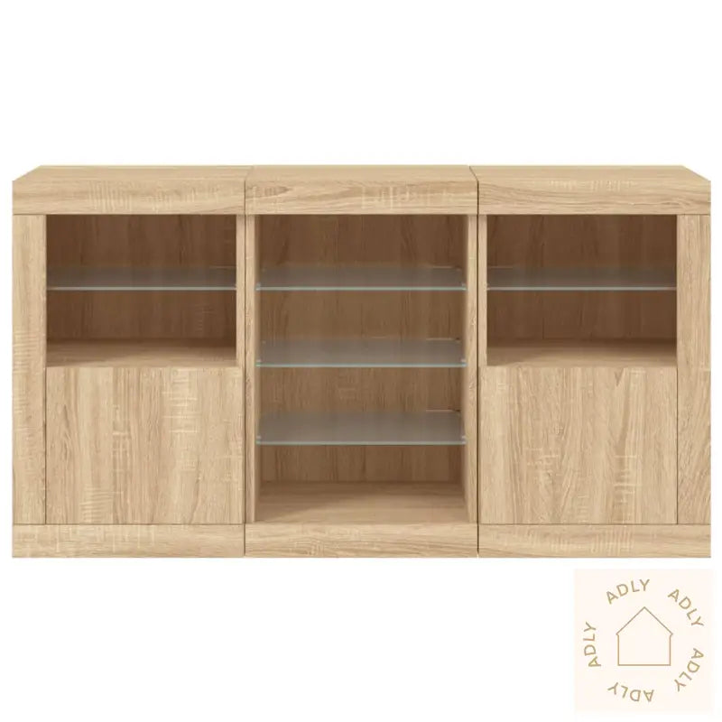 Skjenk Med Led-Lys Sonoma Eik 123X37X67 Cm