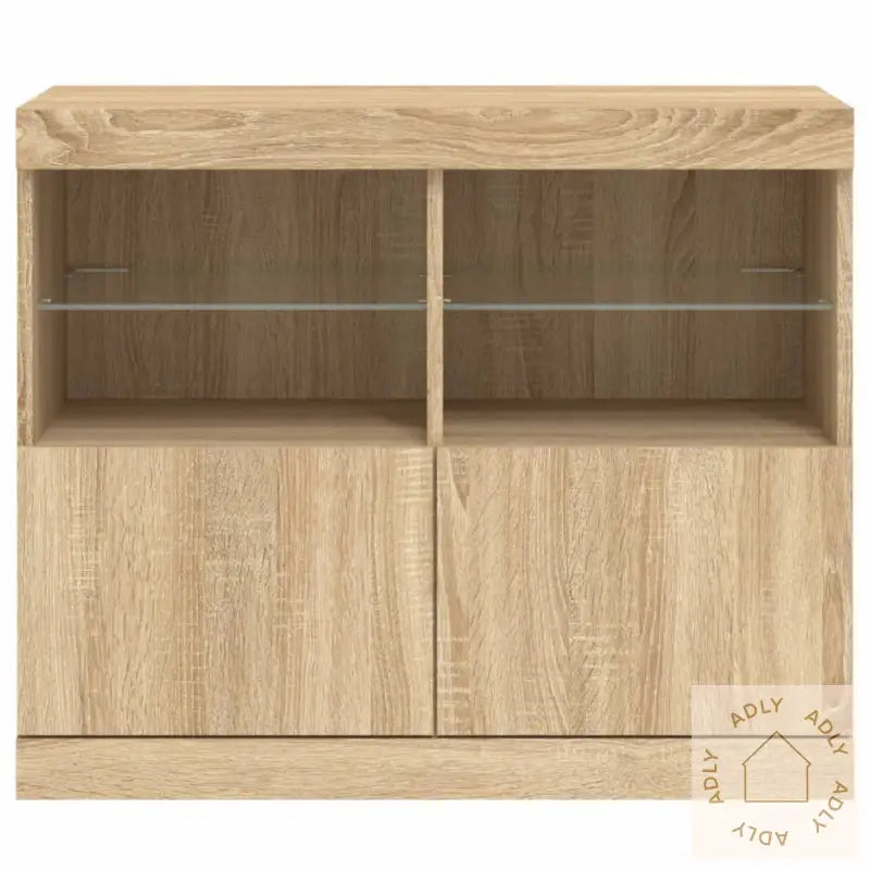 Skjenk Med Led-Lys Sonoma Eik 81X37X67 Cm