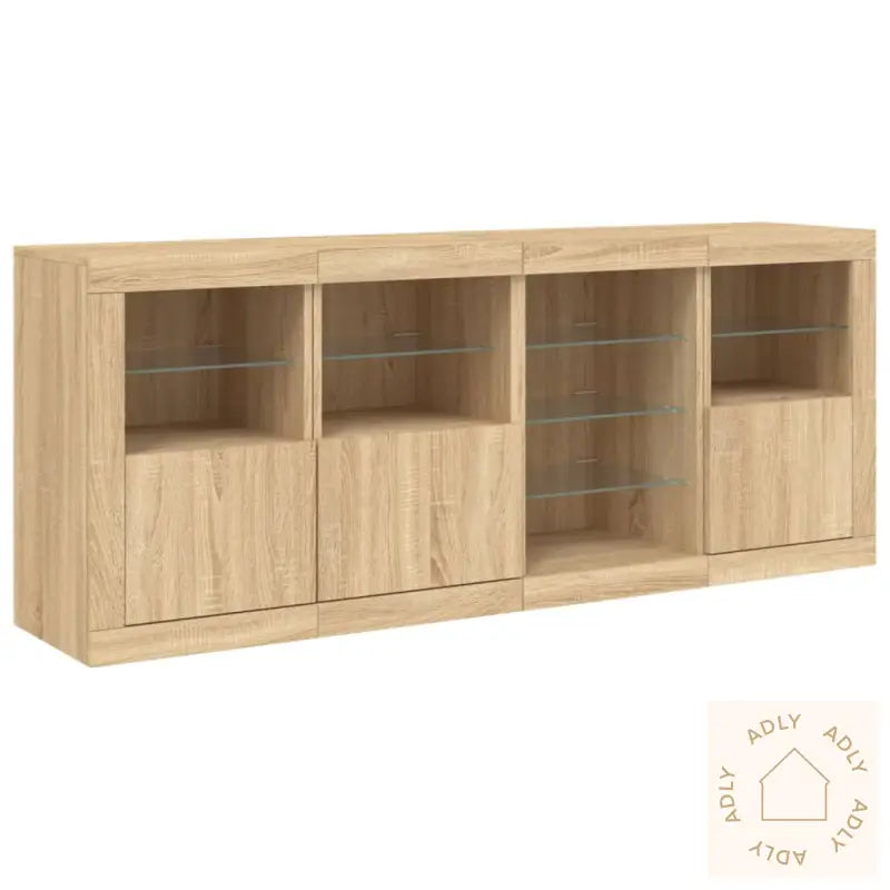 Skjenk Med Led-Lys Sonoma Eik 164X37X67 Cm