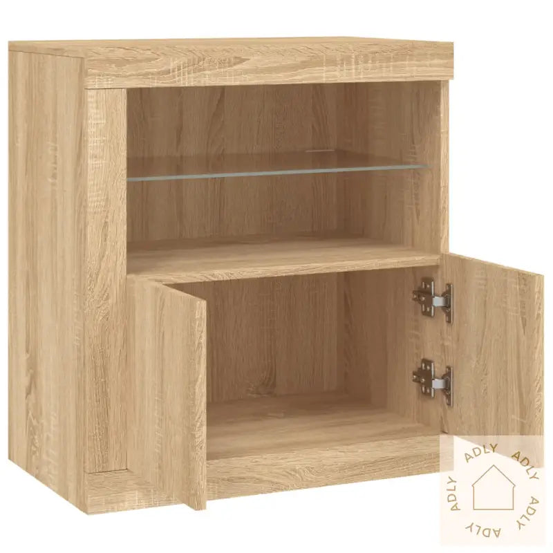 Skjenk Med Led-Lys Sonoma Eik 60,5X37X67 Cm